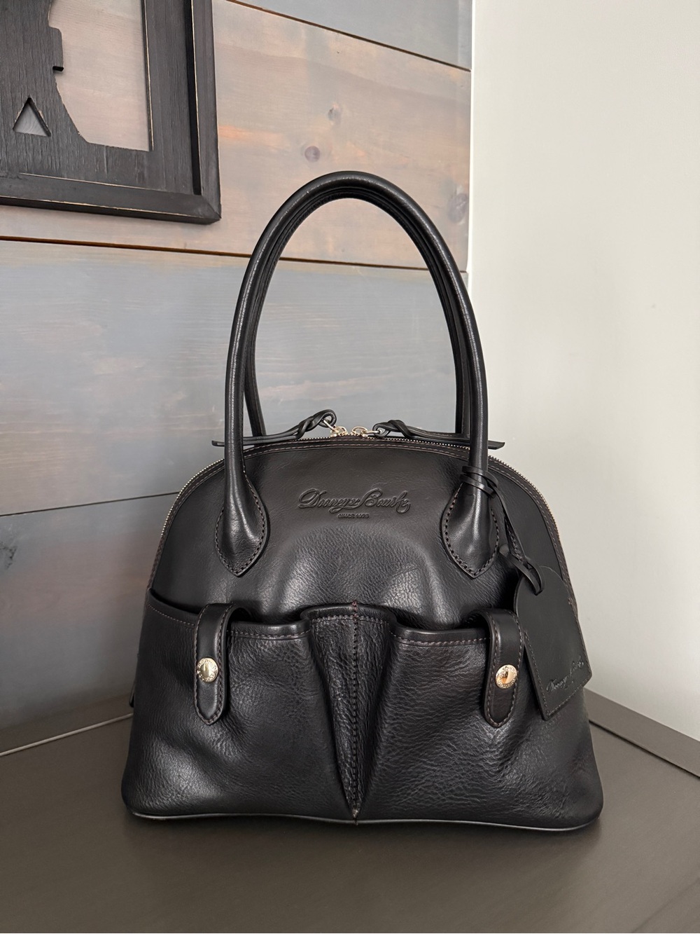 Dooney & Bourke Black Florentine Leather Dome Satchel